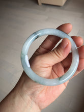 Load image into Gallery viewer, 57.5mm Certified Type A 100% Natural icy watery light green with green floating flowers round cut Jadeite Jade bangle AM95-2726