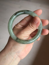 Load image into Gallery viewer, 54.5mm Certified type A 100% Natural light green dark green floating seaweed slim round cut Jadeite bangle PC59-6609