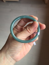 Load image into Gallery viewer, 51.5mm Certified Type A 100% Natural dark green/blue/gray Guatemala slim round cut oval Jadeite bangle BP190-2467