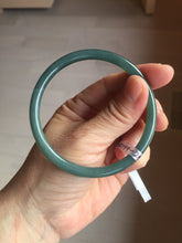 Load image into Gallery viewer, 59.5mm Certified Type A 100% Natural dark green/blue/gray Guatemala slim round cut Jadeite bangle BP194-2462