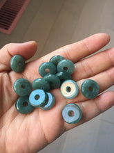 Load image into Gallery viewer, 15mm Type A 100% Natural blue light green dark green gray Guatemala Jadeite Jade Safety Guardian Button donuts Pendant group AU82