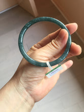 Load image into Gallery viewer, 58.8mm Certified Type A 100% Natural dark green/blue/gray with flying snow Guatemala slim round cut Jadeite bangle PA152-8823