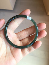 Load image into Gallery viewer, 57mm Certified Type A 100% Natural icy watery light green/blue/gray with flying snow Guatemala slim round cut Jadeite bangle BG197-2487