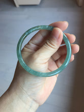 Load image into Gallery viewer, 58.5mm Certified Type A 100% Natural light green/blue/gray with flying snow Guatemala slim round cut Jadeite bangle PD56-5533