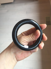 Load image into Gallery viewer, 54.3mm certified 10% Natural black(MO YU 墨玉) meteorite Stellar Night sky chubby round cut nephrite bangle HN1-8246