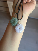 Load image into Gallery viewer, Type A 100% Natural light green/white/purple jadeite Jade flower Pendant PB47