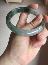 Load image into Gallery viewer, 58mm Certificated icy watery dark green/black/white seaweed jadeite jade bangle S82-7077