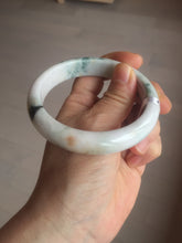 Load image into Gallery viewer, 59.4mm Certificated Type A 100% Natural White green red purple(FU LU SHOU) with green floating flowers Jadeite Jade bangle G110-9544