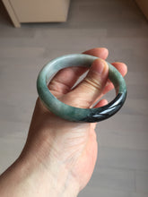 Load image into Gallery viewer, 56.6mm certified 100% natural Type dark green/ gray jadeite jade bangle AU56-4021