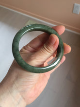 Load image into Gallery viewer, 51.5mm certified Type A 100% Natural dark green black oval Jadeite Jade bangle PB199-3352
