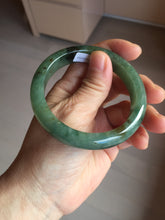 Load image into Gallery viewer, 55.5mm Certified Type A 100% Natural oily dark green(老油青)/gray Jadeite bangle BG227-3215