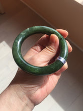 Load image into Gallery viewer, 55mm 100% Natural dark green(碧玉) black round cut nephrite Jade bangle HE104-0127