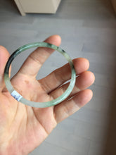 Load image into Gallery viewer, 57mm Certified Type A 100% Natural green/black/gray with dark green floating flowers super slim round cut Jadeite bangle PD47-5770