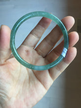 Load image into Gallery viewer, 57mm Certified Type A 100% Natural light green/blue/gray/brown with flying snow Guatemala slim round cut Jadeite bangle PD57-5536