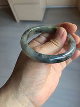 Load image into Gallery viewer, 49mm certified Type A 100% Natural icy watery yellow black(WuJi) oval Jadeite Jade bangle BM113-2674