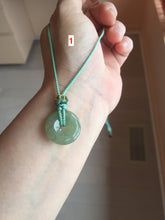 Load image into Gallery viewer, 16-20mm Type A 100% Natural icy watery light green white gray Jadeite Jade Safety Guardian Button donuts Pendant group AU81