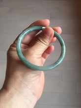 Load image into Gallery viewer, 55.3mm Certified Type A 100% Natural deep sea dark green/blue/gray/black slim round cut Guatemala Jadeite bangle AU73-3812