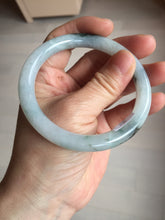 Load image into Gallery viewer, 57.5mm Certified Type A 100% Natural icy watery light green with green floating flowers round cut Jadeite Jade bangle AM95-2726