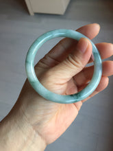 Load image into Gallery viewer, 55.8mm Certified Type A 100% Natural green/blue with green floating flowers slim round cut Jadeite bangle PB237-9550