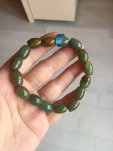 Load image into Gallery viewer, 100% Natural 12x9mm green/yellow olives shape nephriteJade bead bracelet group HE92