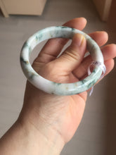 Load image into Gallery viewer, 59.8mm Certificated Type A 100% Natural White purple with green floating flowers Jadeite Jade bangle G110-9508