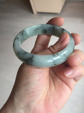 Load image into Gallery viewer, 54.5mm certified 100% natural icy watery light green with dark green flying flowers jadeite jade bangle S90-7079