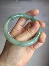 Load image into Gallery viewer, 55.4mm Certified type A 100% Natural  light green gray round cut Jadeite bangle PD36-9589