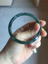 Load image into Gallery viewer, 55.6mm Certified Type A 100% Natural dark green/blue/gray Guatemala slim round cut Jadeite bangle PD20-4453