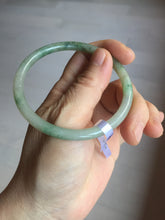 Load image into Gallery viewer, 56mm Certified Type A 100% Natural sunny green/black/gray with dark green floating flowers slim round cut Jadeite bangle PD77-5764