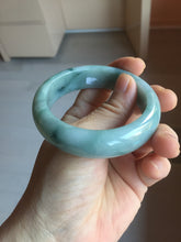Load image into Gallery viewer, 54mm certified 100% natural Type A green white with green floating flowers chubby jadeite bangle PB245-9551