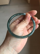 Load image into Gallery viewer, 61mm Certified Type A 100% Natural dark green/blue/gray Guatemala slim round cut Jadeite bangle PD175-2496