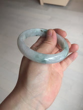 Load image into Gallery viewer, 55mm certified 100% natural icy watery light green with green floating flowers jadeite jade bangle AS88-7068