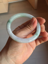 Load image into Gallery viewer, 53.7mm Certified Type A 100% Natural green/purple/white with green flying flower slim Jadeite Jade bangle K117