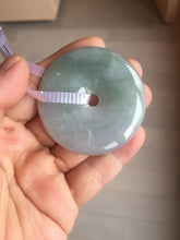 Load image into Gallery viewer, 50.2mm 100% Natural oily light green/purple/gray jadeite Jade Safety Guardian Button(donut) Pendant/worry stone F144