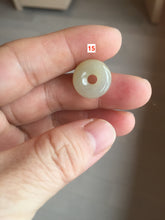 Load image into Gallery viewer, 14.5-16.4mm Type A 100% Natural icy watery light green white gray Jadeite Jade Safety Guardian Button donuts Pendant group AU80