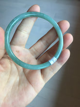 Load image into Gallery viewer, 60mm Certified Type A 100% Natural light green/blue/gray Guatemala slim round cut Jadeite bangle PD73-8152