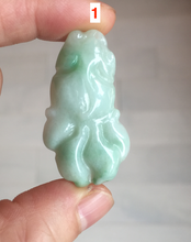 Load image into Gallery viewer, 100% Natural clear sunny green gray  jadeite jade golden fish Pendant group BP109