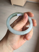 Load image into Gallery viewer, 56.8mm Certified 100% natural Type A icy watery oily dark green/gray(淡油青) jadeite jade bangle PB174-0353
