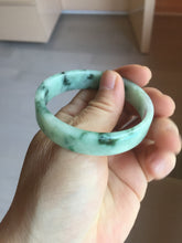 Load image into Gallery viewer, 51.7mm Certified type A 100% Natural sunny green dark green purple with green flying flowers square Jadeite Jade bangle PA70-6947
