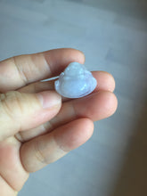 Load image into Gallery viewer, 100% Natural type A light purple white happy Buddha jadeite pendant BP182