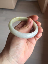 Load image into Gallery viewer, 52mm certified Type A 100% Natural yellow brown white Jadeite Jade bangle AU23-0242