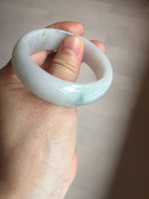 Load image into Gallery viewer, 47.5mm certified 100% natural Type A icy watery green white broad style oval jadeite jade bangle BK129-0267