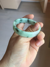 Load image into Gallery viewer, 51.7mm Certified type A 100% Natural sunny green dark green purple with green flying flowers square Jadeite Jade bangle PA70-6947