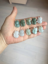 Load image into Gallery viewer, 100% natural type A dark green/light green/white/gray jadeite jade fox pendant necklace PC123