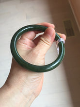 Load image into Gallery viewer, 60.8mm certified 100% Natural dark green/black nephrite Jade(碧玉) bangle HN15-1586