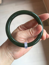 Load image into Gallery viewer, 60.8mm certified 100% Natural dark green/black nephrite Jade(碧玉) bangle HN15-1586