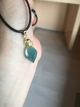 Load image into Gallery viewer, 100% natural type A Guatemala jadeite jade icy watery yellow green black Willow leaf pendant group BP63