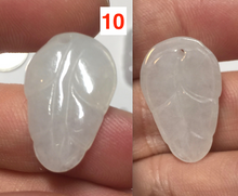 Load image into Gallery viewer, 100% natural type A icy watery white purple green jadeite jade  leaf pendant group F157