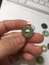 Load image into Gallery viewer, 16-19mm Type A 100% Natural icy watery sunny green white yellow Jadeite Jade safety Guardian ring bead set F134