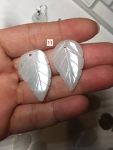 Load image into Gallery viewer, 100% natural type A white purple green yellow jadeite jade leaf pair pendant/earring group BP156